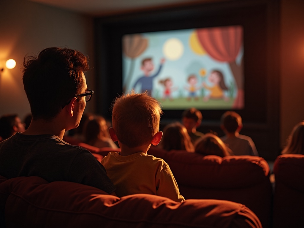 Parent and toddler looking at a children's theater program together at home